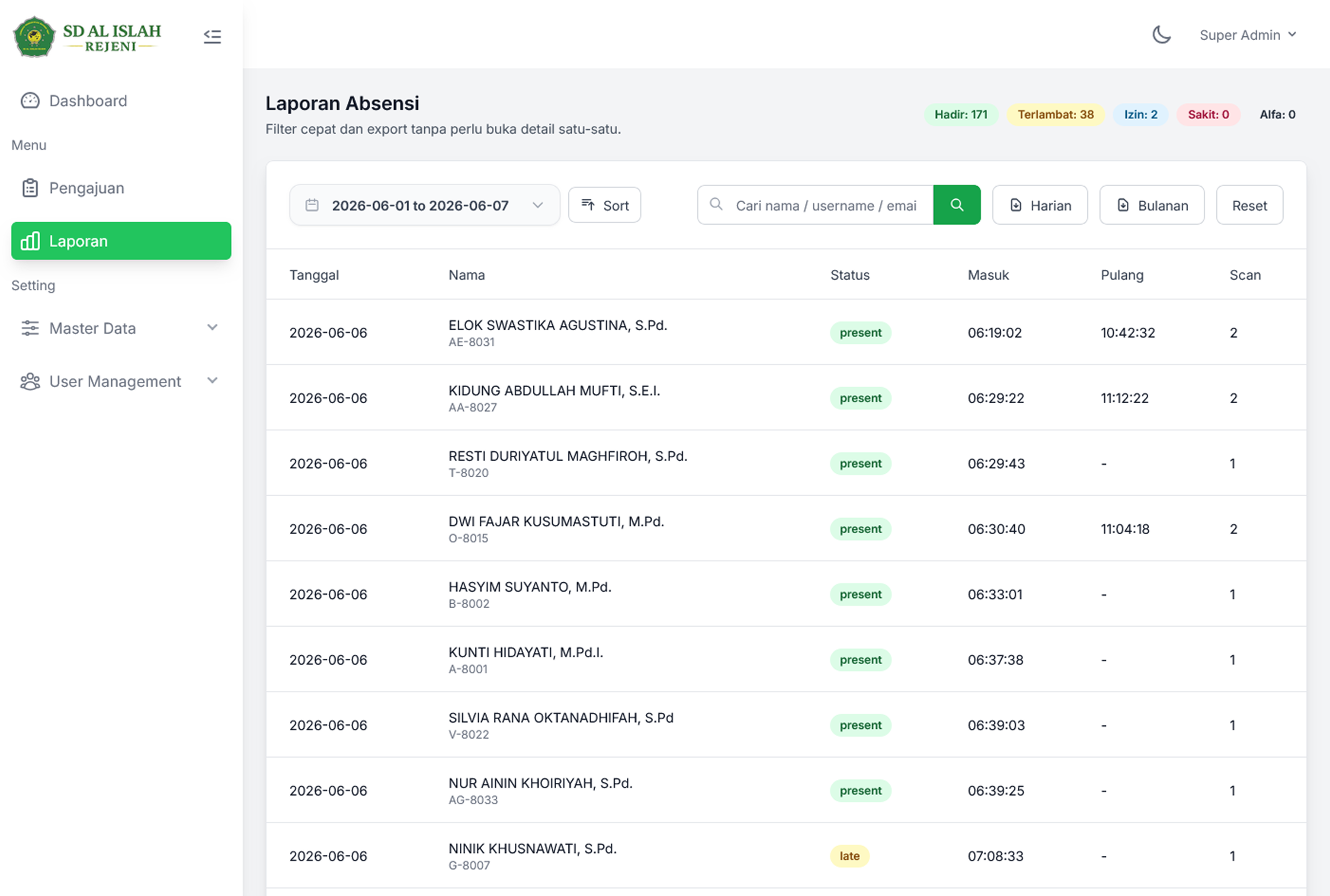 Attendance Management Dashboard 1